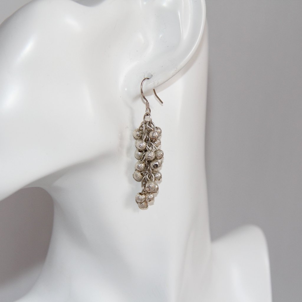 Sterling Silver Bead Cluster French Earrings